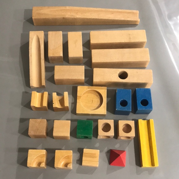 Marble Run Toys Vintage Wooden Blocks Marble Run Maze 23 Pieces Box
